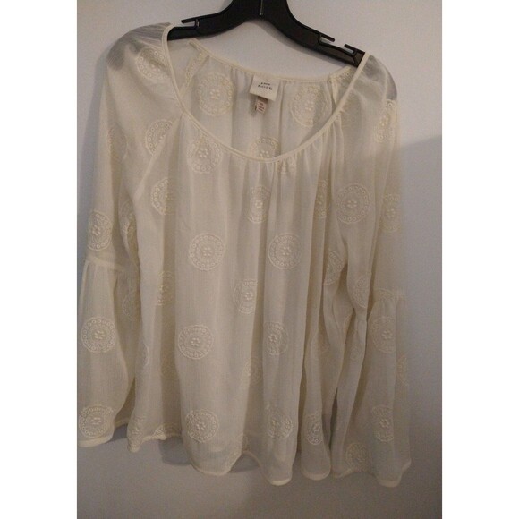 Knox Rose sheer flared sleeve top Cream Md Feminine Beachy Cottage Core - Picture 4 of 9